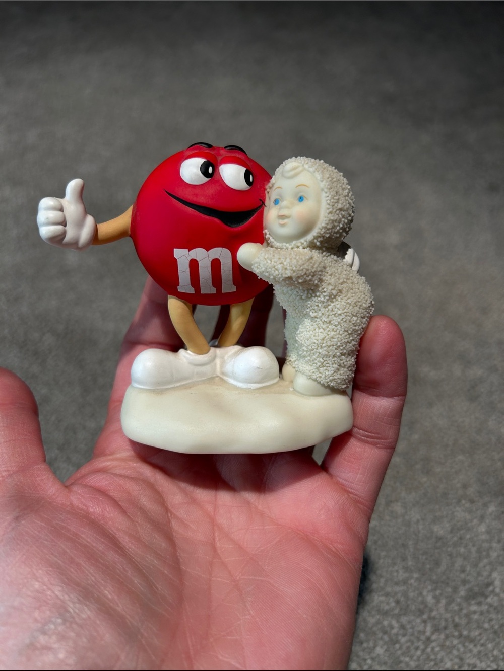 Department 56 Red M&M Character with White Snow Baby Figurine